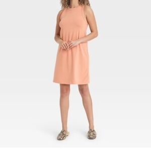 A New Day Tank Dress Sleeveless Crew Neck Blush Peach Beige L
